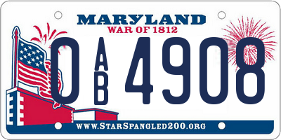 MD license plate 0AB4908