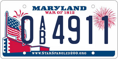 MD license plate 0AB4911