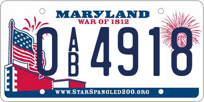 MD license plate 0AB4918