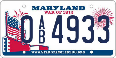 MD license plate 0AB4933