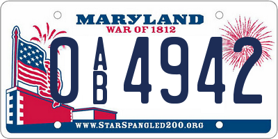 MD license plate 0AB4942