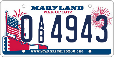 MD license plate 0AB4943