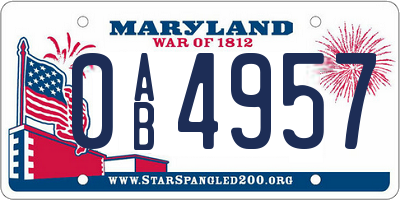 MD license plate 0AB4957