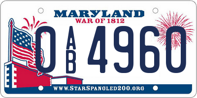 MD license plate 0AB4960
