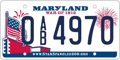 MD license plate 0AB4970