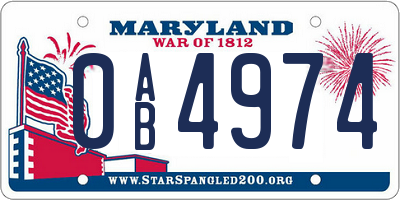 MD license plate 0AB4974