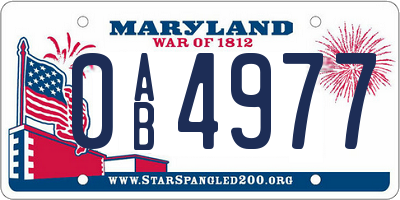 MD license plate 0AB4977