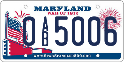 MD license plate 0AB5006