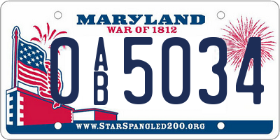 MD license plate 0AB5034