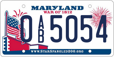 MD license plate 0AB5054