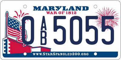 MD license plate 0AB5055