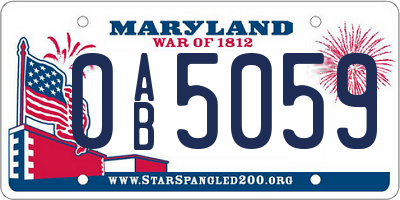 MD license plate 0AB5059