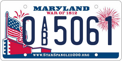 MD license plate 0AB5061