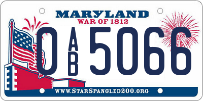 MD license plate 0AB5066