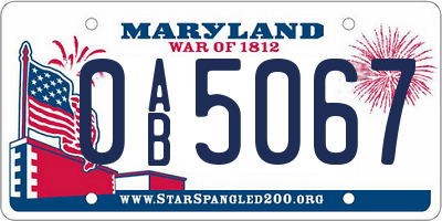 MD license plate 0AB5067