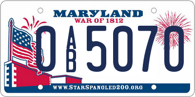 MD license plate 0AB5070
