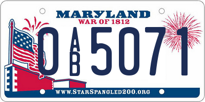 MD license plate 0AB5071