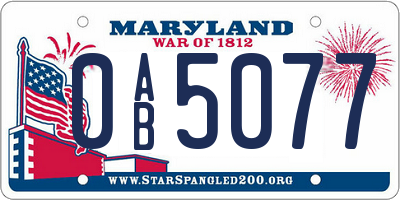 MD license plate 0AB5077