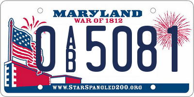 MD license plate 0AB5081