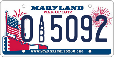 MD license plate 0AB5092