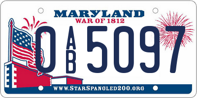 MD license plate 0AB5097