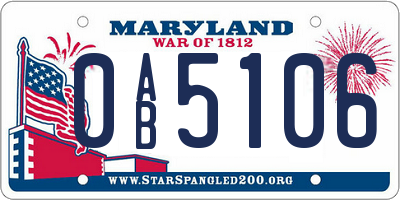 MD license plate 0AB5106