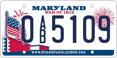 MD license plate 0AB5109