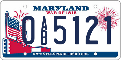MD license plate 0AB5121