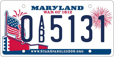 MD license plate 0AB5131