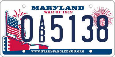 MD license plate 0AB5138