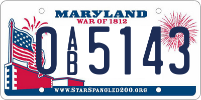 MD license plate 0AB5143