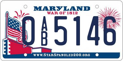 MD license plate 0AB5146