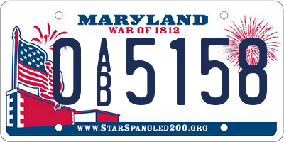 MD license plate 0AB5158