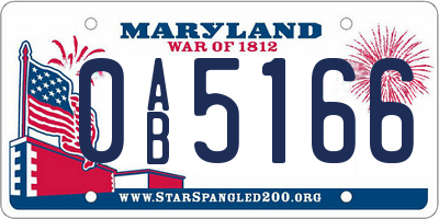 MD license plate 0AB5166