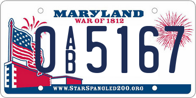 MD license plate 0AB5167