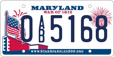 MD license plate 0AB5168