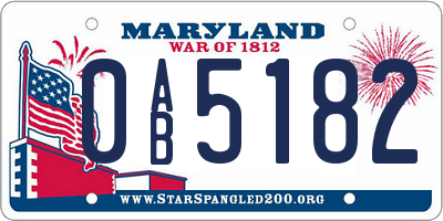MD license plate 0AB5182