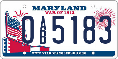 MD license plate 0AB5183