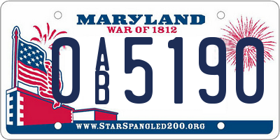 MD license plate 0AB5190