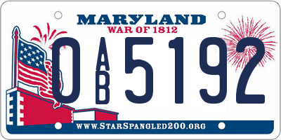 MD license plate 0AB5192