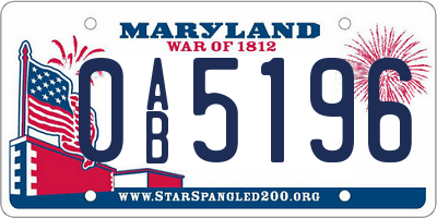 MD license plate 0AB5196