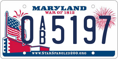 MD license plate 0AB5197