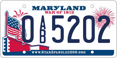 MD license plate 0AB5202