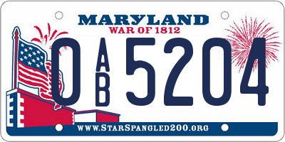 MD license plate 0AB5204