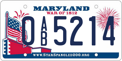 MD license plate 0AB5214