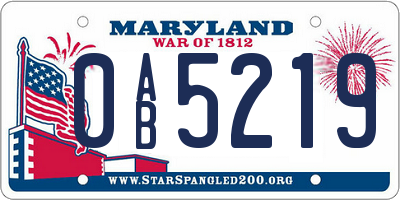 MD license plate 0AB5219