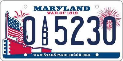 MD license plate 0AB5230