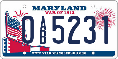 MD license plate 0AB5231