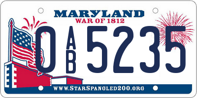 MD license plate 0AB5235