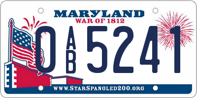 MD license plate 0AB5241